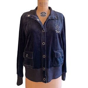 Beverly Hills Polo Club Black Diamante embossed Velour Jacket size 1X